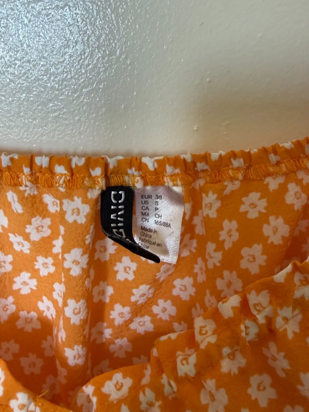 Divided‎ by H&M Orange Floral Puff Sleeve Mini Dress S - Picture 5 of 7